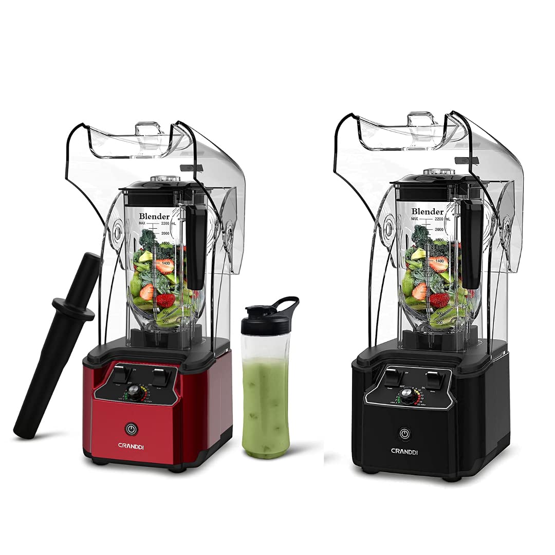 CRANDDI Quiet Shield Blender K90-B bundle with K90-R, 2200W,80 oz Pithcer