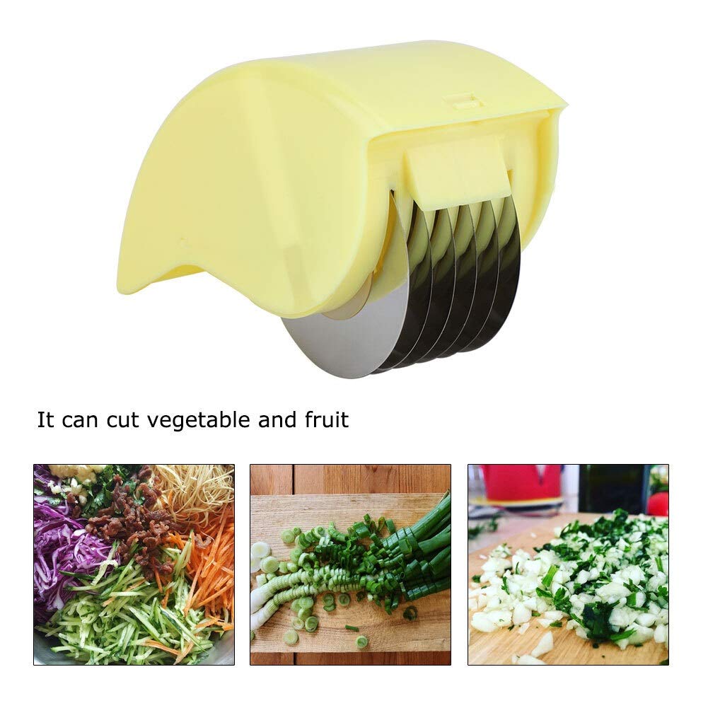 Maxmartt Stainless Steel Anti-rust Rolling Cutter Mincer Vegetable Kitchen Tool (yellow)