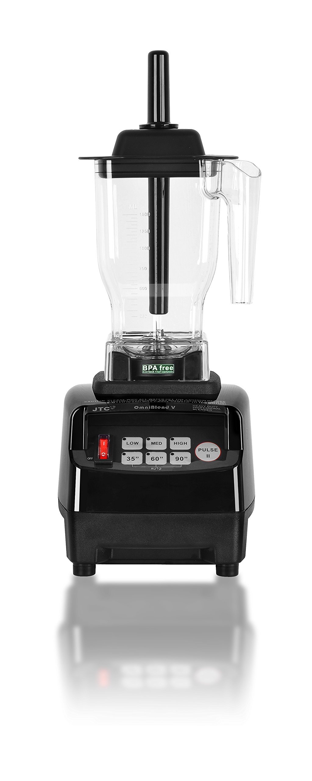 OmniBlend V Commercial Blender for Smoothies Shakes Cocktails, Heavy Duty 3-Speed, Self-Cleaning, Includes Multi-functional 2-in-1 Wet Dry Blades, 1.5 Liter BPA-Free Shatter-Proof Jar (Black)