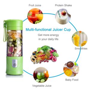 La Hestiare Portable Blender, 420ml, Green, USB Rechargeable, 7.4V Double Power Motor, 6 Blades Mixing, Safe & Easy to Clean