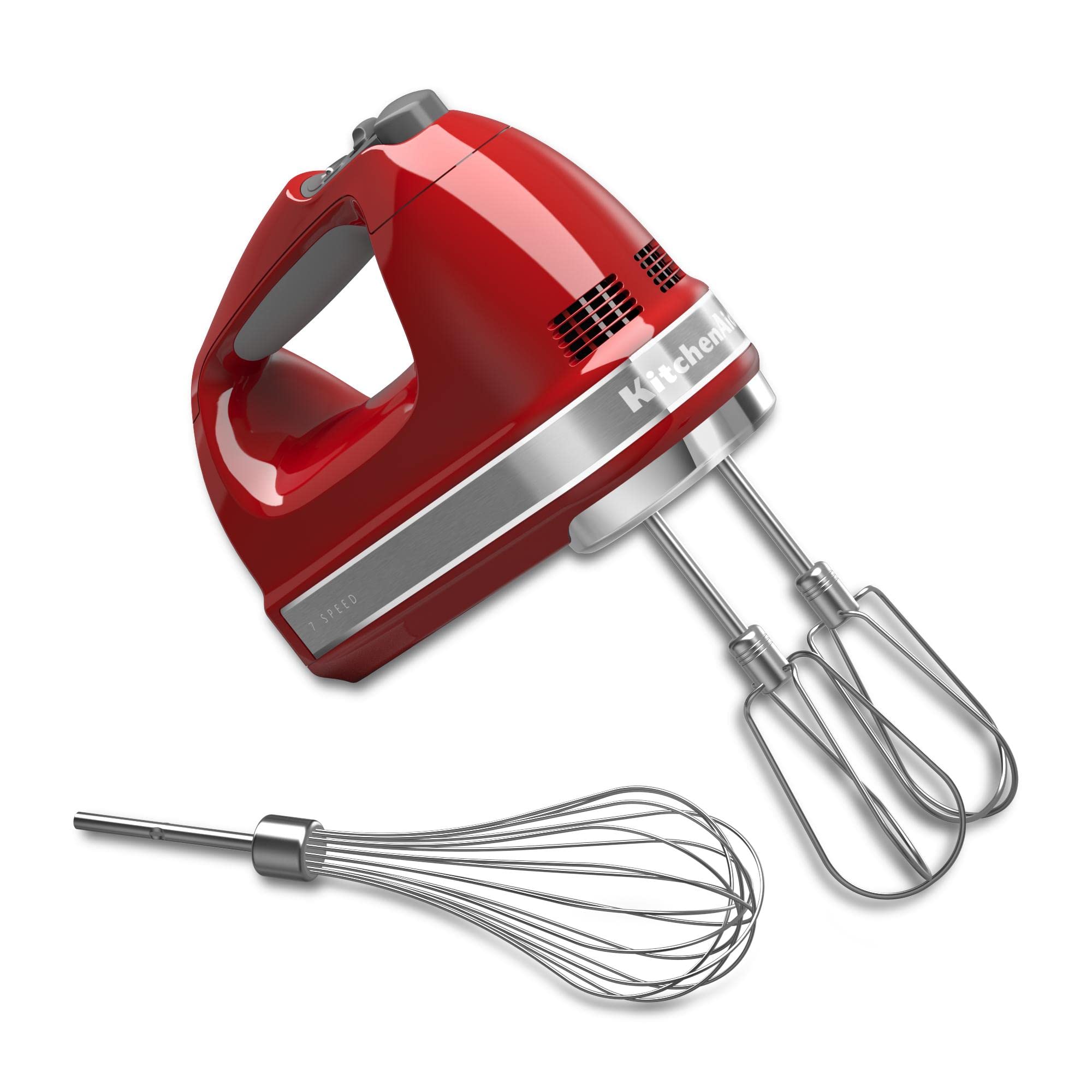 KitchenAid Cordless Variable Speed Hand Blender - KHBBV53 & KHM7210ER 7-Speed Digital Hand Mixer with Turbo Beater II Accessories and Pro Whisk - Empire Red