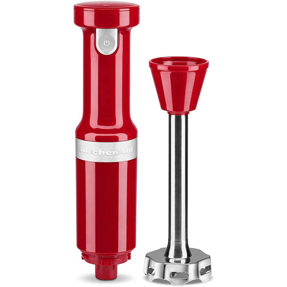 KitchenAid Cordless Variable Speed Hand Blender - KHBBV53 & KHM7210ER 7-Speed Digital Hand Mixer with Turbo Beater II Accessories and Pro Whisk - Empire Red