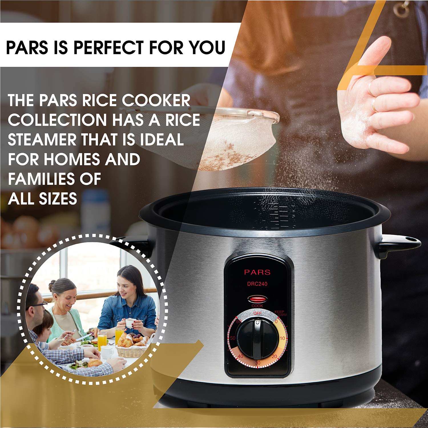 Pars Automatic Persian Rice Cooker - Tahdig Rice Maker Perfect Rice Crust, 10 Cup