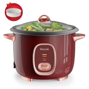 macook rice cooker 10 cups (uncooked) 20 cups rice cooker (cooked) large rice cooker suitable for families of 3-5, red