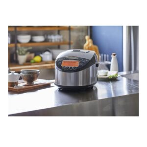 Tiger Corporation JKT-D18U 10-Cup Capacity Induction Heating Electric Rice Cooker with 12 Menu Setting, 24-Hour Keep Warm Setting, Spatula and Measuring Cup (Black and Stainless Steel)