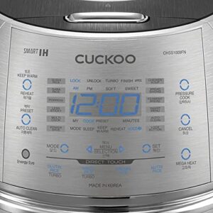 CUCKOO CRP-CHSS1009FN Induction Heating Pressure Rice Cooker, 10 cups, Metallic