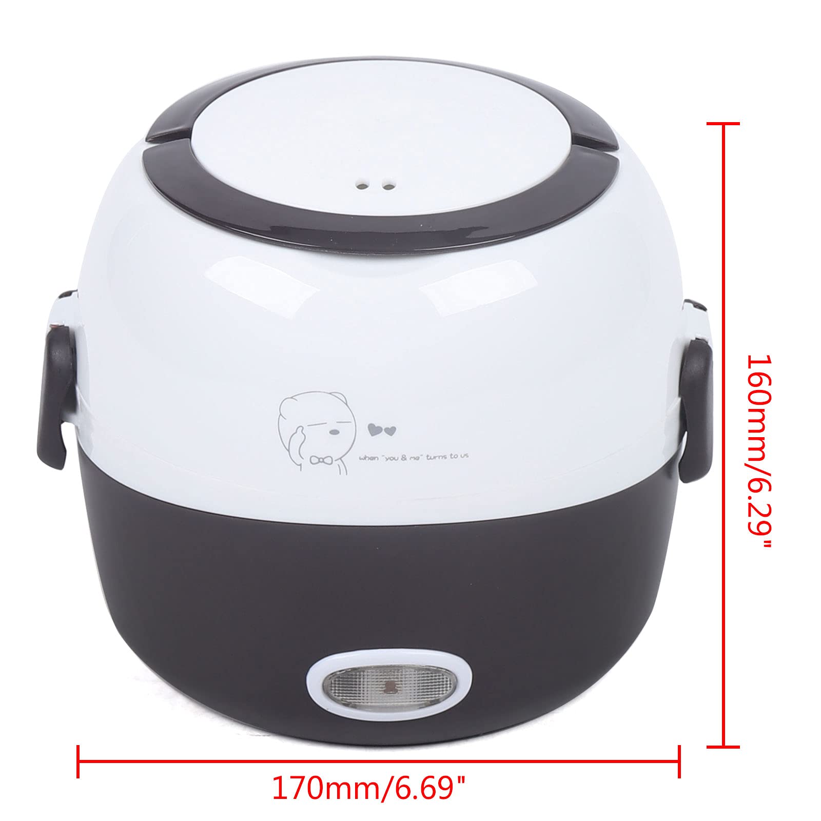 Portable Electric Heating Bento Lunch Box,Food Storage Warmer Container Rice Cooker Food Steamer (1.3L-Brown)