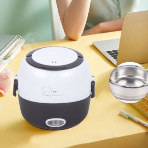 Portable Electric Heating Bento Lunch Box,Food Storage Warmer Container Rice Cooker Food Steamer (1.3L-Brown)