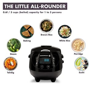 Reishunger Digital Mini Rice Cooker & Steamer, Pink with Keep-Warm Function & Timer - 3.5 Cups - Small Rice Cooker Japanese Style with Ceramic Inner Pot - 8 Programs - 1-3 People