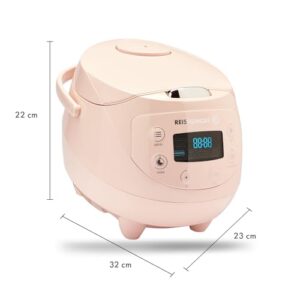 Reishunger Digital Mini Rice Cooker & Steamer, Pink with Keep-Warm Function & Timer - 3.5 Cups - Small Rice Cooker Japanese Style with Ceramic Inner Pot - 8 Programs - 1-3 People