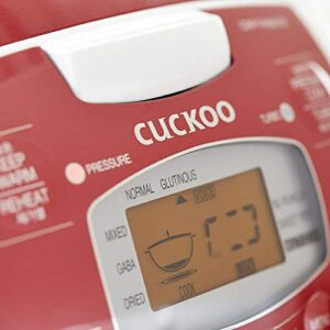 CUCKOO CRP-FA0610FR | 6-Cup (Uncooked) Pressure Rice Cooker | 11 Menu Options: Quinoa, Brown Rice & More, Voice Guide, Made in Korea | White/Red