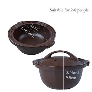 Tianji DSG-TZ30 Electric Clay Pot Slow Cooker for Claypot Rice and Casserole Porridge, Ceramic Casserole Cooking Pot with Unglazed Porcelain, Suitable for Stove, 3L