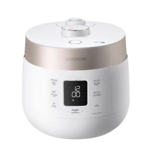 cuckoo crp-st0609f | 6-cup/1.5-quart (uncooked) twin pressure rice cooker & warmer | 12 menu options: high/non-pressure steam & more, made in korea | white (6 cup)