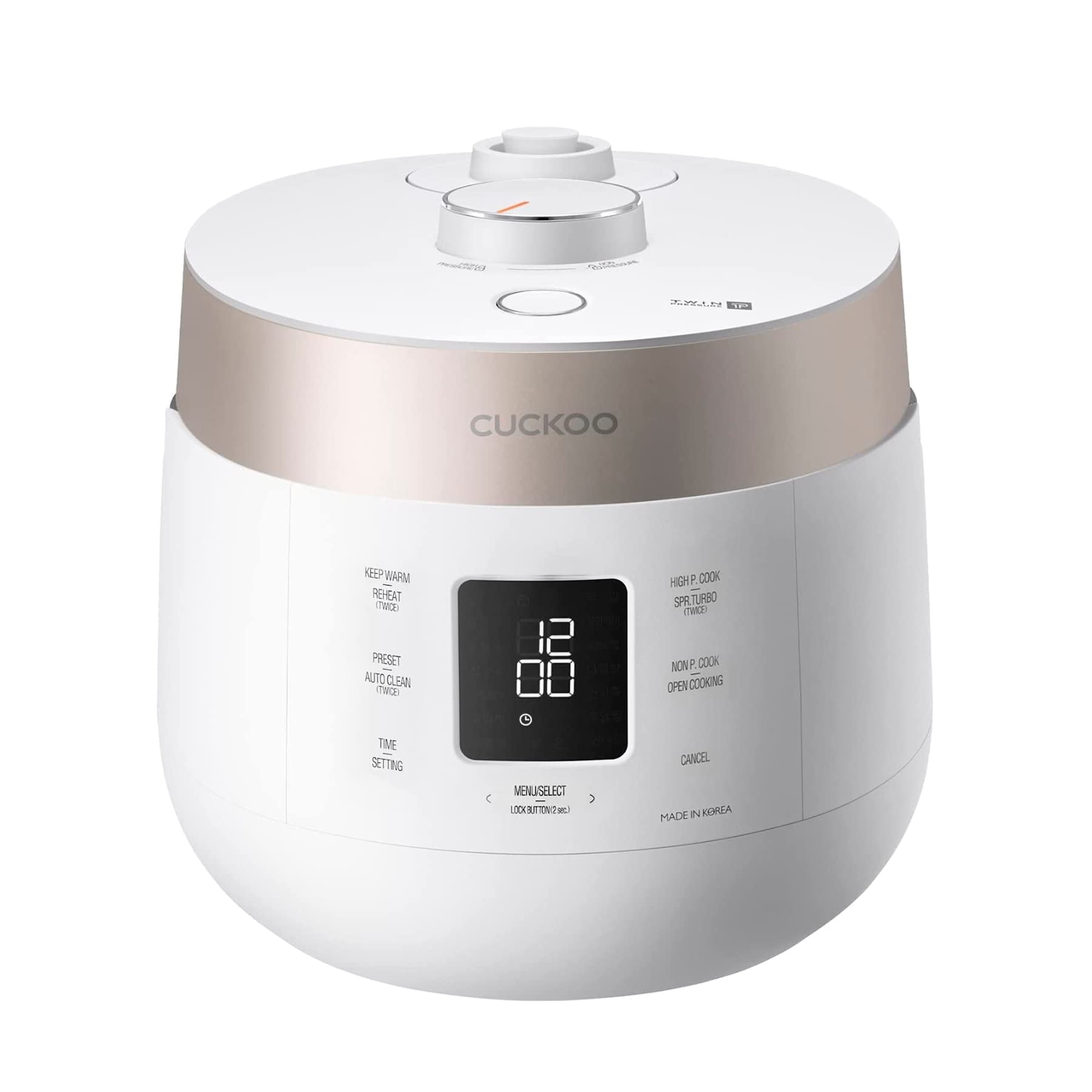 CUCKOO CRP-ST0609F | 6-Cup/1.5-Quart (Uncooked) Twin Pressure Rice Cooker & Warmer | 12 Menu Options: High/Non-Pressure Steam & More, Made in Korea | WHITE (6 CUP)