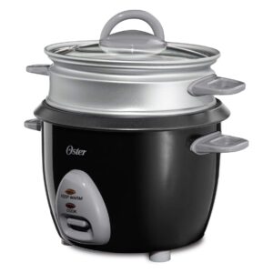 oster 6-cup rice cooker with steam tray, black (ckstrcms65)