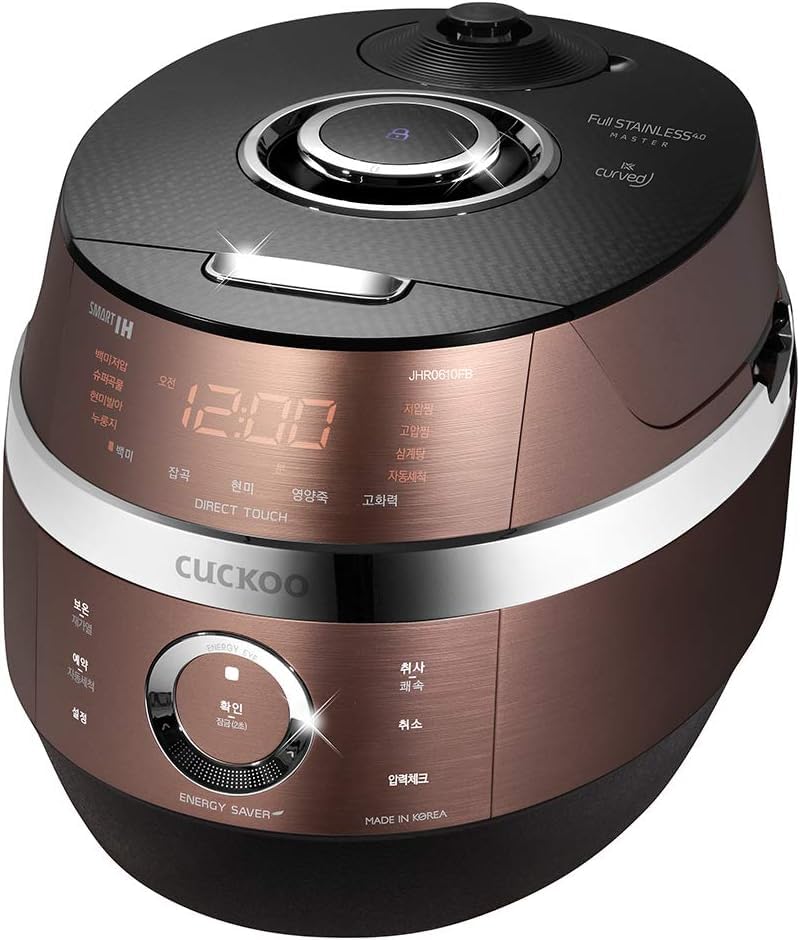 CUCKOO CRP-JHSR0609F | 6-Cup (Uncooked) Induction Heating Pressure Rice Cooker | 13 Menu Options, Auto-Clean, Voice Guide, Made in Korea | Copper