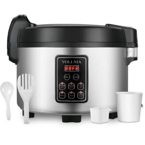 yollnia commercial large rice cooker & food warmer | 13.8qt/65 cups cooked rice | 1350w multi-function electric sushi rice cooker | led display | timer setting | smart preset from 30 min-24 hrs