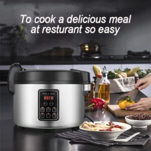 YOLLNIA Commercial Large Rice Cooker & food warmer | 13.8QT/65 Cups cooked rice | 1350W Multi-function electric sushi rice cooker | LED Display | Timer Setting | Smart preset from 30 min-24 Hrs