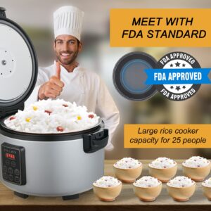 YOLLNIA Commercial Large Rice Cooker & food warmer | 13.8QT/65 Cups cooked rice | 1350W Multi-function electric sushi rice cooker | LED Display | Timer Setting | Smart preset from 30 min-24 Hrs