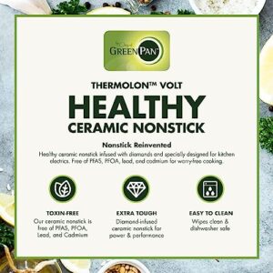 GreenPan Healthy Ceramic Nonstick Rice Quinoa Steel Cut Oats & Grains Cooker,Easy Meal Presets,4 Cups Uncooked (8 Cooked),Cool Touch,Compact,Warms, Steam,Removeable Bowl,Spatula Ladle&Cup, Matte Black