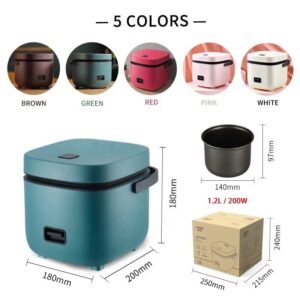 ANNAPURNA DISTRIBUTOR Mini Rice Cooker, Healthy Ceramic Coating 1.2L Small Rice Cooker hold 1-2.5 cups uncooked rice for 1-3 People, Portable Travel Rice Cooker with Steam Tray, Easy to use. (Brown)