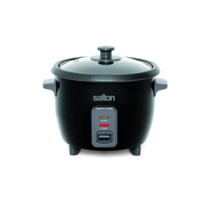 salton 6 cup automatic rice cooker, 6 cups cooked / 3 cups uncooked, black, stainless steel