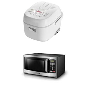 toshiba mini rice cooker, 3 cups uncooked small rice cooker, steamer & warmer +toshiba em925a5a-ss countertop microwave oven, 0.9 cu ft with 10.6 inch removable turntable, 900w