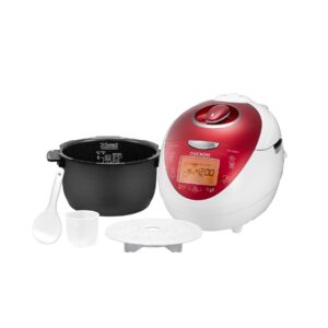 cuckoo crp-n0681fv | 6-cup (uncooked) pressure rice cooker | 16 menu options: sushi rice, nu rung ji, brown rice, & more, made in korea | white/red