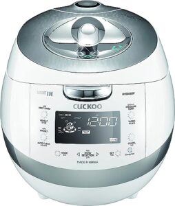 cuckoo crp-bhss0609f | 6-cup (uncooked) induction heating pressure rice cooker | 16 menu options, stainless steel inner pot, made in korea | white