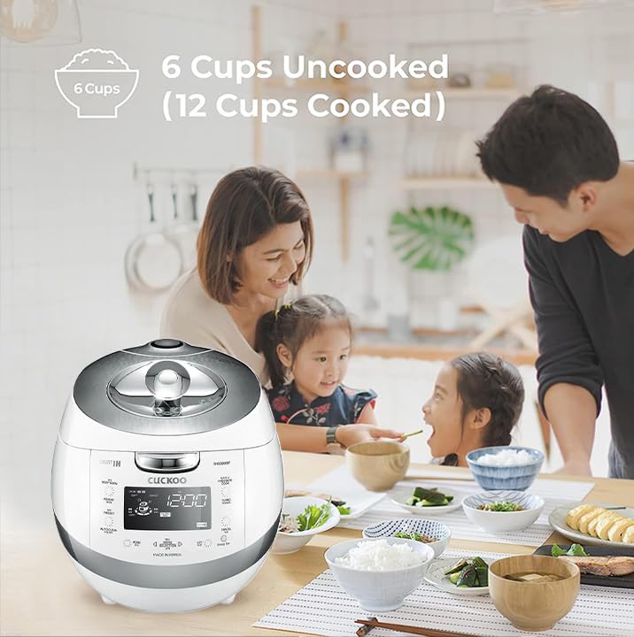 CUCKOO CRP-BHSS0609F | 6-Cup (Uncooked) Induction Heating Pressure Rice Cooker | 16 Menu Options, Stainless Steel Inner Pot, Made in Korea | White