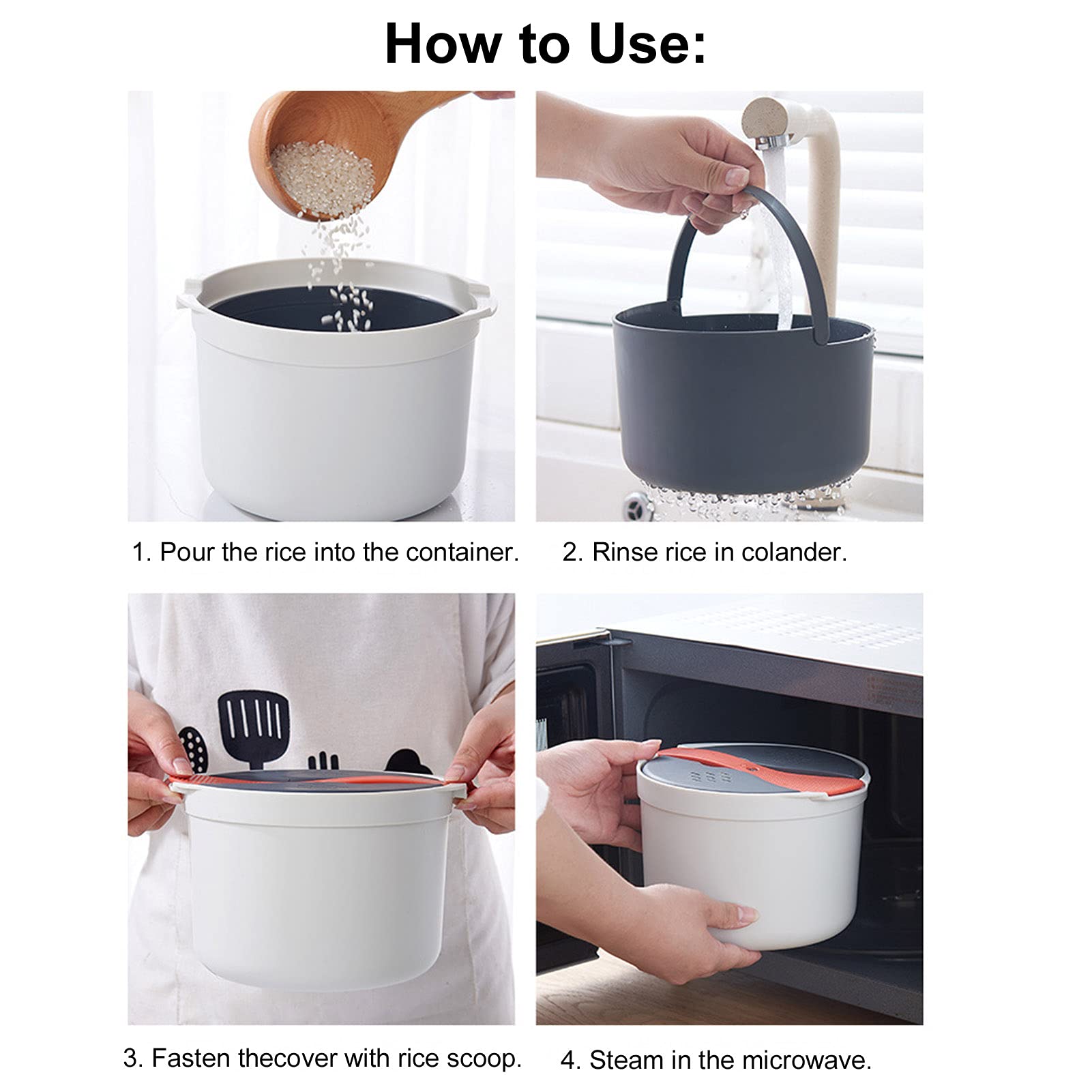 Microwave Rice Cooker, Portable Oven Rice Cooker High Temperature Resistant Household Steam Pot Multifunctional Rice Steamer