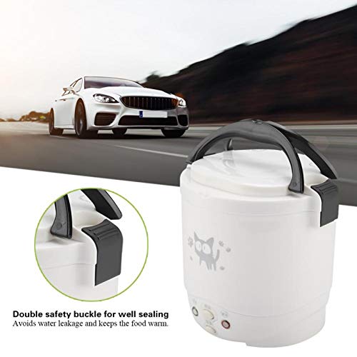 Omabeta Portable Rice Cooker for Travel Mini 12V 100W 1L Electric Portable Multifunctional Rice Cooker Food Steamer for Cars Can be Used As Electric Lunch Box(white)