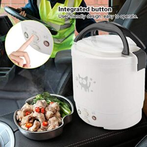 Omabeta Portable Rice Cooker for Travel Mini 12V 100W 1L Electric Portable Multifunctional Rice Cooker Food Steamer for Cars Can be Used As Electric Lunch Box(white)