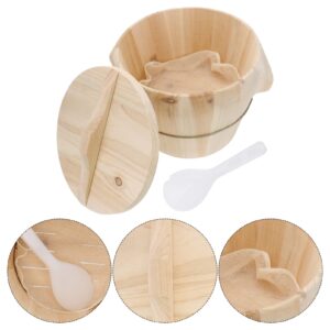 BESTonZON Bamboo Handmade Rice Bucket Rice Steamed Bucket with Lid Rice Steamer Baskets Rice Barrel Wooden Wood Cooking Steamer Dumpling Steamer Basket