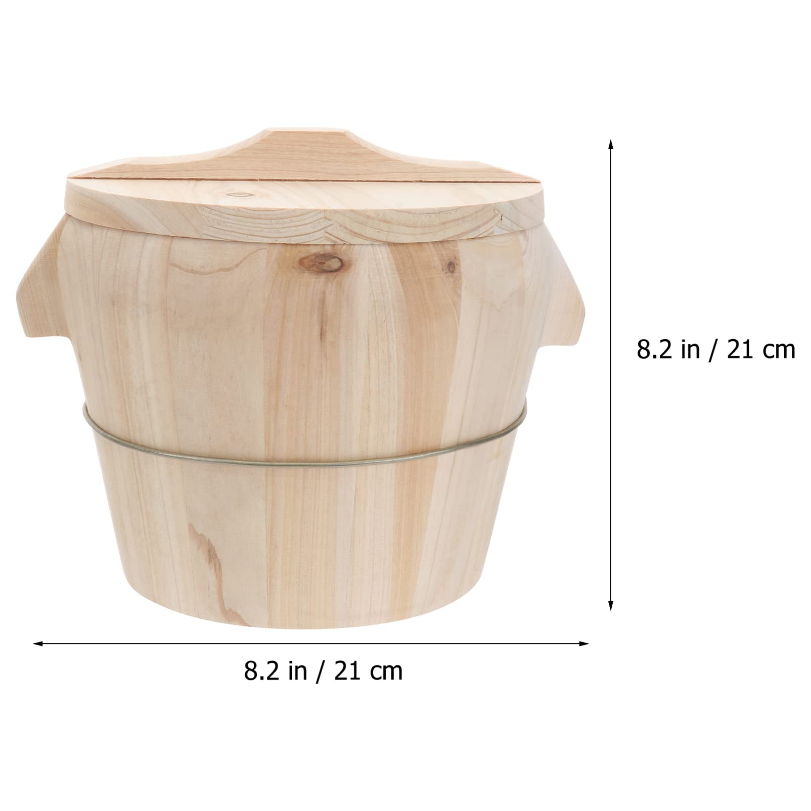 BESTonZON Bamboo Handmade Rice Bucket Rice Steamed Bucket with Lid Rice Steamer Baskets Rice Barrel Wooden Wood Cooking Steamer Dumpling Steamer Basket