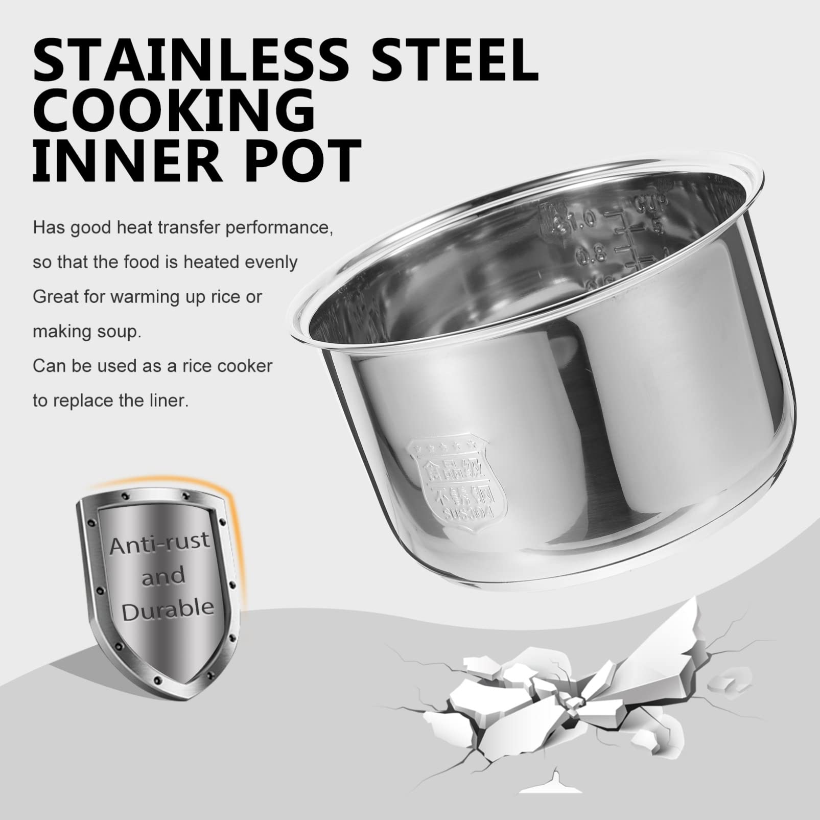 Hemoton Stainless Steel Cookware Household Rice Cooker Inner Pot Professional Rice Cooker Pot Electric Cooker Accessory Rice Cooker Stainless Steel Inner Pot