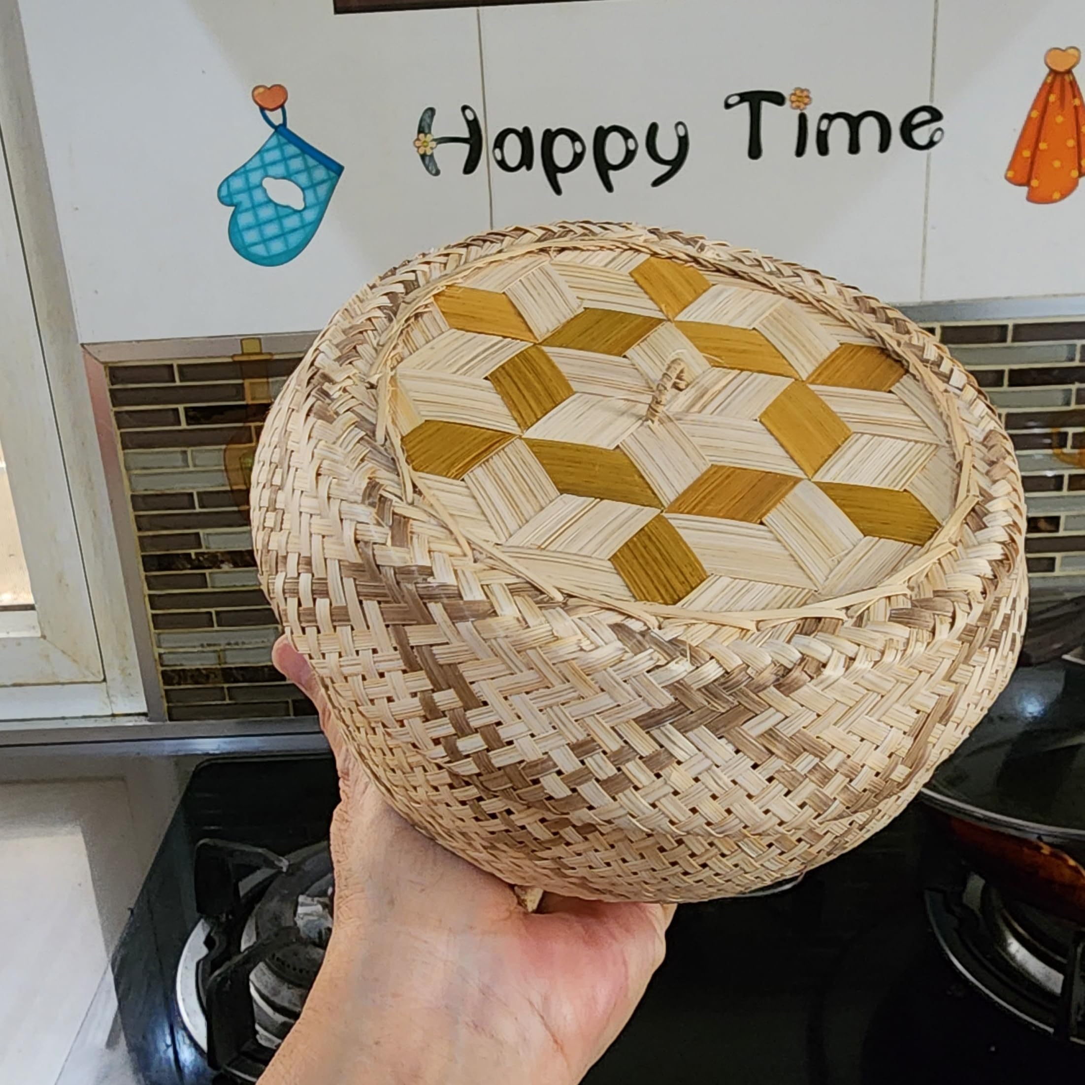 Heavens Tvcz Sticky Rice Cooker Steamer Handmade Natural Thai Bamboo Small Pot Insert Wicker Cooking Glutinous Rice Free Cheesecloth Filter Free, 5.00 x 4.50 x 2.50 inches