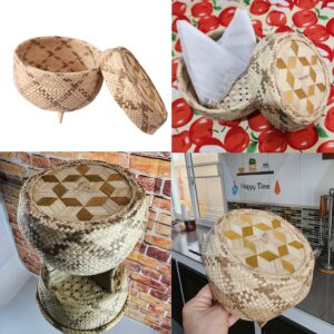 Heavens Tvcz Sticky Rice Cooker Steamer Handmade Natural Thai Bamboo Small Pot Insert Wicker Cooking Glutinous Rice Free Cheesecloth Filter Free, 5.00 x 4.50 x 2.50 inches