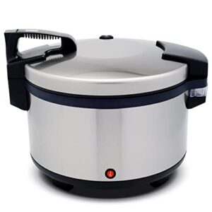 commercial electric rice warmer - large capacity stainless steel 60 cup rice & soup warmer pot (not a rice cooker) - non stick & forms a tight seal to keep rice fluffy for 12 hours