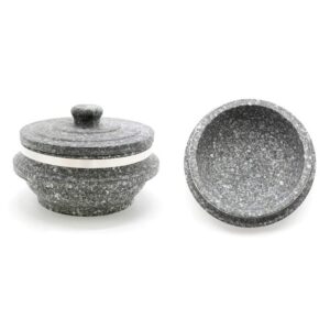 jangsoo gopdol natural giblet pot dolsot pot with stone lid for nutrition rice steamer (large 7 x 3.5 inch)