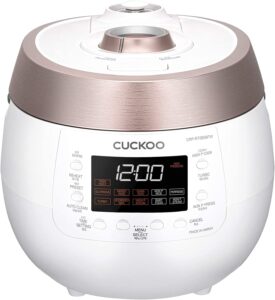 cuckoo crp-rt0609fw | twin pressure rice cooker 6 cup & warmer with high heat, gaba, mixed, scorched, turbo, porridge, baby food, steam (hi/nonpressure) and more, made in korea | white-renewed