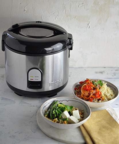 IMUSA USA GAU-00028 Electric Rice Cooker 10-Cup Uncooked Rice (20-Cup Cooked Rice), Stainless Steel