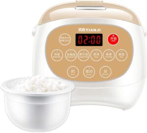 tianji electric rice cooker fd30d with healthy non-stick ceramic inner pot, 6-cup(uncooked) makes rice, porridge, soup,brown rice, claypot rice, multi-grain rice,multicook function with led display, 3l, white