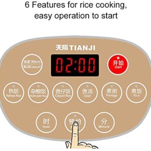 Tianji Electric Rice Cooker FD30D with Healthy Non-stick Ceramic Inner Pot, 6-cup(uncooked) Makes Rice, Porridge, Soup,Brown Rice, Claypot rice, Multi-grain rice,Multicook Function with LED Display, 3L, White