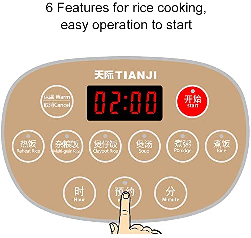 Tianji Electric Rice Cooker FD30D with Healthy Non-stick Ceramic Inner Pot, 6-cup(uncooked) Makes Rice, Porridge, Soup,Brown Rice, Claypot rice, Multi-grain rice,Multicook Function with LED Display, 3L, White