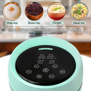 Mishcdea Smart Mini Rice Cooker 3 Cups Uncooked, One-Touch Small Rice Cooker 6 Cups Cooked, Personal Rice Multicooker Steamer With Non-Stick Inner Pot Delay Timer & Keep Warmer, For 1-2 People, Aqua