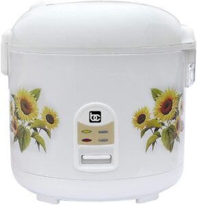 bene casa - non-stick thermal rice cooker with steamer tray (11.5" x 12") - features a cool-touch exterior and an auto shut-off feature - dishwasher safe inner pot