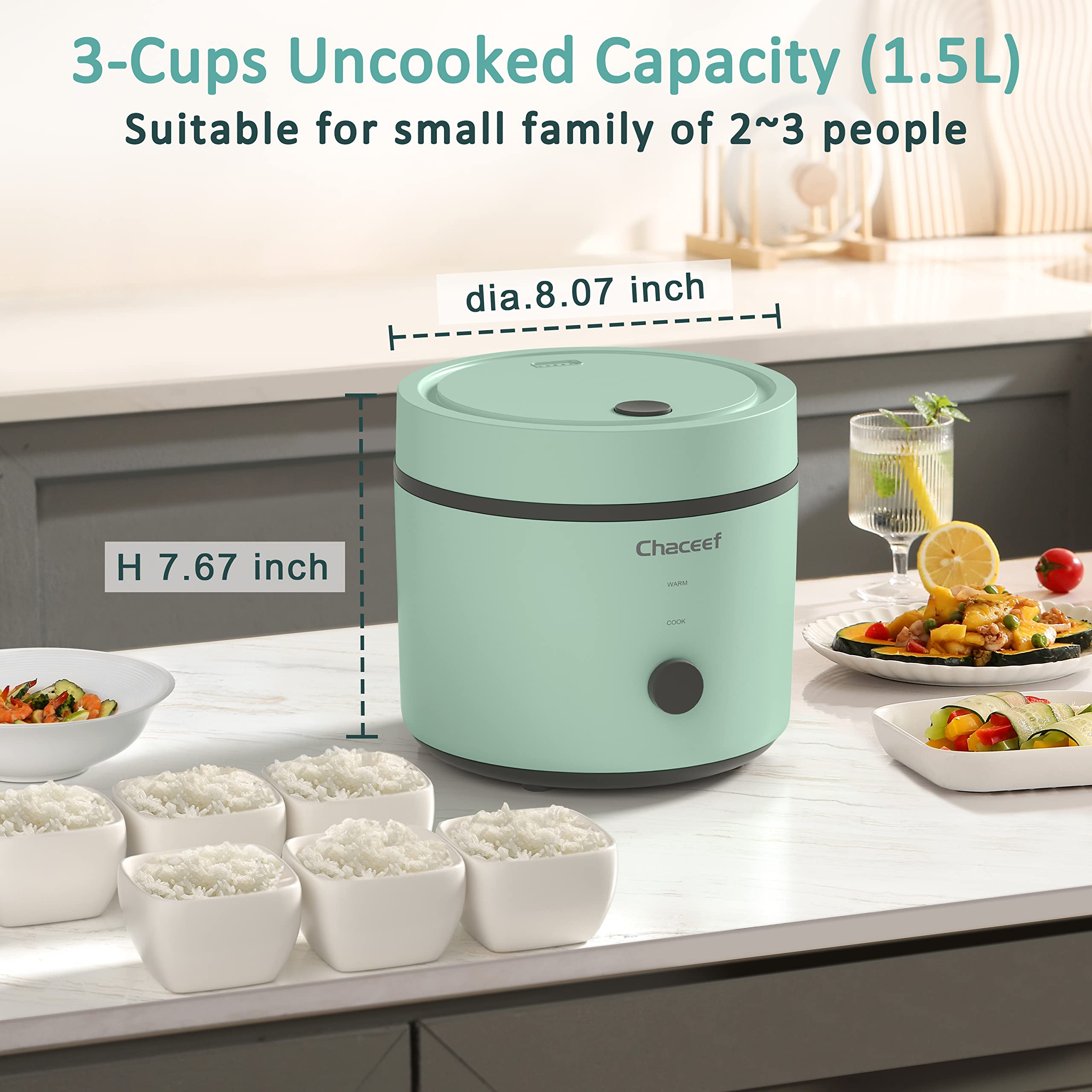 CHACEEF Rice Cooker 3-Cups Uncooked & CHACEEF Travel Electric Kettle