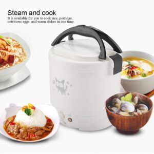 Rice Cooker Small, Portable Rice Cooker for Travel Mini, Mini Rice Cooker, 12v 100w 1l Portable Electric Multifunctional Rice Cooker Food Steamer Meal Heater Food Warmer (White)