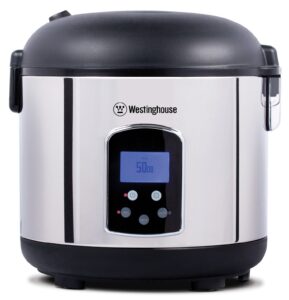 westinghouse rice cooker, hot cereal oatmeal cooker, food steamer, 20 cup, stainless steel and black